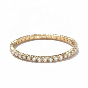 Women täglichen 14K gold vermeil 925 sterling silber minimalis diamant eternity band ring