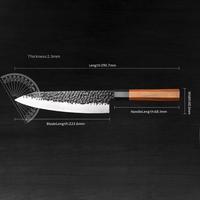 Couteau de chef japonais en acier au carbone écologique AMSZL, ambidextre, manche octogonal en ébène et bois de padouk, affûtage à vie pour la cuisine