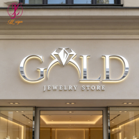 Enseigne LED Lumineuse 3D de Luxe en Or Miroir pour Magasin de Bijoux, Lettres Lumineuses Étanche pour Façade de Boutique, Panneau Publicitaire Éclairé