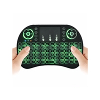 Mini clavier sans fil 2,4 G avec pavé tactile I8, batterie rechargeable intégrée, rétroéclairage 7 couleurs, télécommande USB pour TV Box et PC