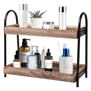 Support métallique sur <span class=keywords><strong>palette</strong></span> <span class=keywords><strong>en</strong></span> bois personnalisée CF, organisateur de comptoir <span class=keywords><strong>à</strong></span> 2 niveaux pour vanité, cuisine, station café, salle de bain, pour la maison et l'auberge - Product Image 1