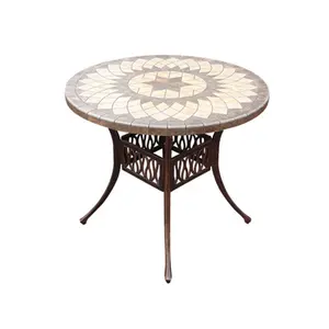 Садовый металлический керамический обеденный стол под заказ, алюминиевый литый под давлением Мраморный Круглый стол