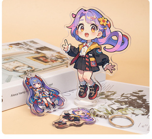 Custom Design Anime Color Glitter Acrylic Keychain Cute Clear Plastic Keychain for Personalize Sublimation Glass Key Chains