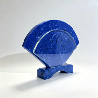 Plaque de récompense en cristal en forme d'éventail avec logo personnalisé, base en pierre, trophée en cristal pour cadeau de reconnaissance d'entreprise