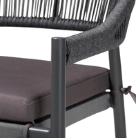 Chaise de salle à manger d'extérieur en métal et corde fini gris, design moderne, nouvelle collection