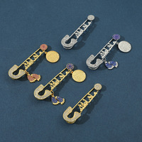 Personnalité strass Mashallah lettres pied breloque broche rétro turc bleu oeil bébé broche broche (KBL096)