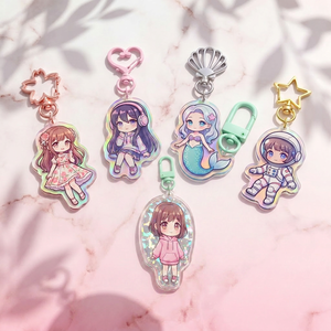 Wholesale <b>Custom</b> Printed Acrylic Charms Key Chain Cartoon Anime Acrylic Keychain Pin Stand Transparent Epoxy Acrylic Keyring - Product Image 1