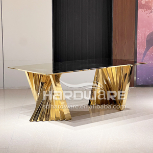 Superventas nuevo estilo creativo Rectangular oro Acero inoxidable comedor recepción boda Hotel mesa para salón de banquetes - Product Image 1
