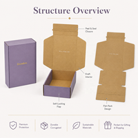Boîte personnalisée pour vêtements de détente, vêtements de sport, chapeaux, cadeaux, emballage en carton à marque privée, boîte d'expédition en carton ondulé kraft violet