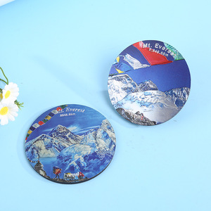 Aimants de réfrigérateur Kang Hui, Montagne Everest Népal, ronds, en feuille d'argent, taille personnalisée, souvenir touristique - Product Image 1