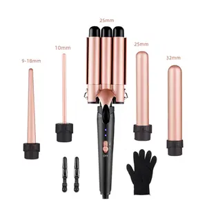 New changeable head multi-functional hair curling iron LED5 in 1 change tube curling iron