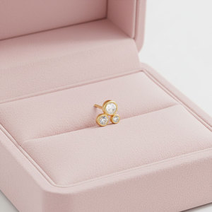 Hot Selling Fine Jewelry Wholesale 14K Solid Gold Natural Rose Cut Diamond Single <b>Earring</b> Stud Screw <b>Back</b> <b>Earring</b> For Women Gift - Product Image 6