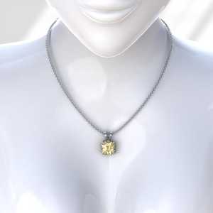 1CT Asscher Fancy Yellow Lab Grown Moissanite 18K Gold Plated IGI Certified Minimalist Pendant Women Bunny Ear Bale Party - Product Image 2