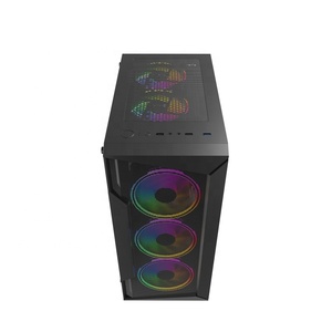 Boîtier de jeu pour ordinateur, <span class=keywords><strong>tour</strong></span> moyenne, avec fenêtre latérale, 6 ventilateurs, 2x 140 mm et 3x 120 mm, éclairage RVB <span class=keywords><strong>fixe</strong></span>, ATX, haut débit d'air, noir - Product Image 3