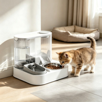 Nouvelle gamelle électrique en plastique pour chat, combo eau et nourriture 2-en-1, fontaine à eau pour animaux de compagnie, distributeur automatique de nourriture avec distributeur d'eau