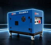 Générateur diesel silencieux portable 11 kW 12 000 W max, groupe électrogène V-Twin AVR 25 L 1800 tr/min 230 V 400 V 50 Hz, remorque 200 A, efficacité 91 %