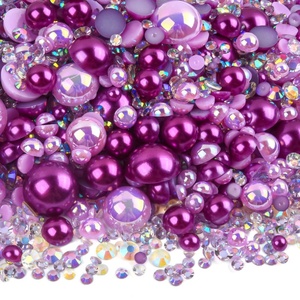 OLeeya Vente en gros Perles plates de tailles variées 2mm-14mm, Appliques en strass plastique, Perles demi-rondes à dos plat pour la décoration - Product Image 3