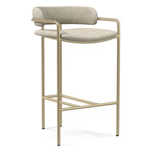 Luxury Style Metal Chair with Cushion Seat and Backrest Pub <b>Stool</b> Versatile Fashionable Contemporary Design Light Weight <b>Stool</b> - Product Image 1
