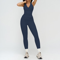 Ensemble de yoga pour femme en Spandex/Nylon uni, transfrontalier, avec pantalon large long très élastique et débardeur à séchage rapide