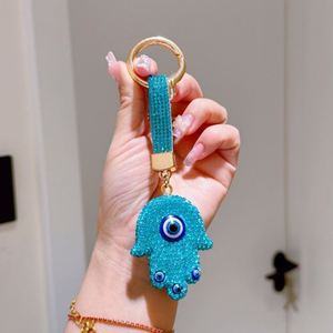 Evil Eye Keychains Bag <b>Purse</b> Good Luck Amulet protection Charm Keychains for Women Men Diamond Fatima Hand Blue Eye Car Key - Product Image 5