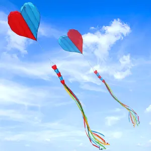 China Factory Direct Sales Polyester Easy Flying Custom Printed Inflatable Heart Kite Outdoor Toys For Adult