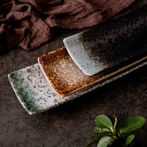 Assiette à <span class=keywords><strong>sushi</strong></span> rétro japonaise de 11 pouces, plateau rectangulaire en céramique créatif pour le dessert, assiettes en porcelaine à <span class=keywords><strong>sushi</strong></span>, pièces - Product Image 4