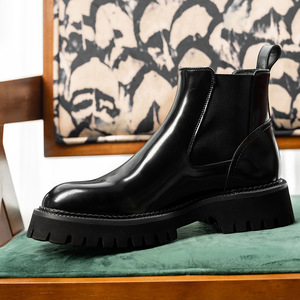 Botas Chelsea de Piel Sintética con Punta Redonda, Antideslizantes, con Suela de Goma, para Oficina y Trabajo, Estilo Otoñal - Product Image 4