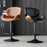 Barhocker im Nordischen Stil, Günstige Thekenmöbel, Goldfarbenes Metall mit Leder-Rückenlehne, Luxuriöse Moderne Küchen-Hochstühle für Bartische