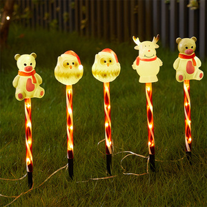 Festive <strong>Candy</strong> Cane <strong>Little</strong> Lollipop Stick Flower <strong>and</strong> Star Light Set Enchanting Garden Holiday Christmas Decorations - Product Image 5
