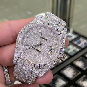 Reloj de Pulsera Mecánico de Lujo en Oro con Moissanita VVS, Diamantes y Efecto Helado para Hombre, Resistente al Agua - Product Image 6