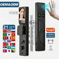 Serrure intelligente antivol en alliage d'aluminium avec appel vidéo infrarouge, empreinte digitale, reconnaissance faciale, étanche, Wi-Fi Tuya pour porte en bois