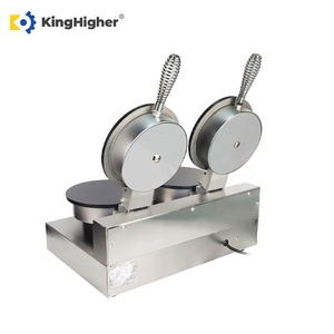 Nouvelle machine à gaufres à double tête commerciale, machine à rouleaux d'œufs électrique en acier inoxydable 110V/220V, en-cas pour les magasins de crème glacée, les boulangeries - Product Image 4