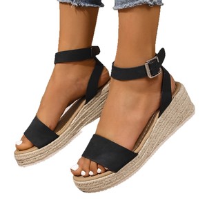 Women New Style Hemp Rope Bottom Wedge Sandals Summer Thick Sole European and American Style Platform Sandals Wholesale - Product Image 5
