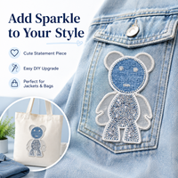 Patch en jean bleu avec paillettes et perles, appliqué brodé thermocollant pour vestes, jeans, sacs, robes et projets DIY pour l'artisanat