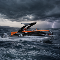 Bateau ponton en aluminium Rapid de 22 pieds avec salon avant et table, console de luxe en option avec écran, hauteur de 2795 mm, pêche à la traîne en option