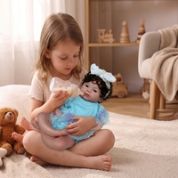 Poupée bébé en silicone platine souple de 18 pouces avec cheveux bouclés, imperméable, pour le bain, articulations mobiles, ensemble d'accessoires pour filles