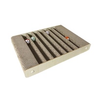 Griffoir pour chat en carton ondulé plat en gros avec canaux à bille roulante et cadre en bois naturel pour les animaleries