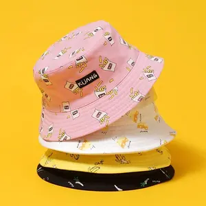 Kustom kualitas baik pola Anda seluruh cetakan topi Bucket topi matahari katun nyaman