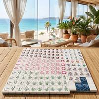 Tuiles de Mahjong Thème Vie Marine avec Joker Sirène - Ensemble de Jeu de Mahjong Nautique pour Cadeau, Mahjong Plage Océan pour Femmes, Hommes et Amateurs de Jeux