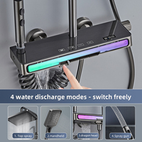 Ensemble de douche à affichage numérique LED gris anthracite, 4 modes, avec pommeau de douche pluie, douchette à main, jets latéraux et bec de baignoire, Vente en gros usine