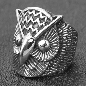 Anillo de acero inoxidable con diseño de búho, 27 mm, diseño retro, unisex, joyería de moda, regalo - Product Image 3