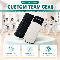 Vente en gros de protège-pieds de taekwondo personnalisés avec logo OEM, bande élastique blanche, pour adultes et enfants