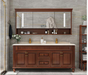 Mueble de baño con espejo, clásico, de madera maciza, con lavabo integrado. - Product Image 5