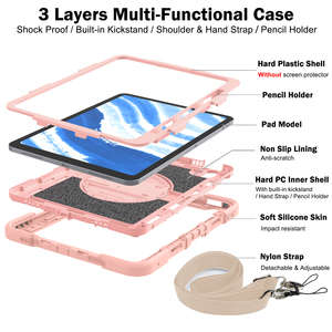 Étui de protection durable pour tablette enfant, coque antichoc 3 couches avec béquille rotative et emplacement pour stylet pour <span class=keywords><strong>iPad</strong></span> <span class=keywords><strong>Air</strong></span> M2 M3 M4 - Product Image 6