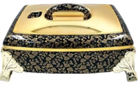 Chauffe-Plats de Luxe Électroplaqué Or 4.5L 5.5L 6.5L – Présentoir Thermique pour Buffets de Fêtes Élégants