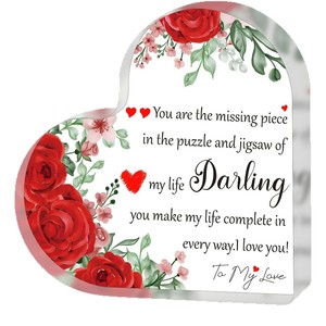 1 assiette décorative en acrylique en forme de cœur avec un message romantique que vous manquez - Product Image 5