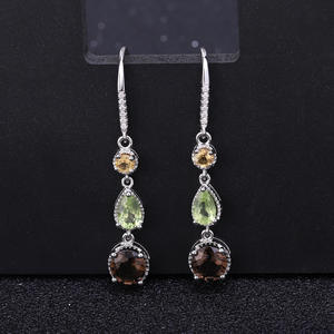 Pendientes de Plata de Ley con Incrustaciones de Jade, Estilo Vintage, Elegantes, con Engaste de Garra, Certificados por GRS, Unisex, Directo de Fábrica - Product Image 2