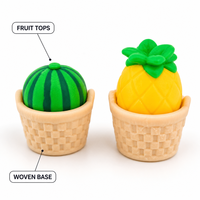 Panier à fruits compressible, décoration de bureau, dessus détachable, base tressée, anti-stress, cadeau de bureau, jouets moelleux