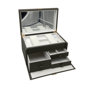 Luxury Multi-Compartment Jewellery Organizer Chest with Ring Slots & Earring Dividers and with <b>Mirror</b> - Product Image 3