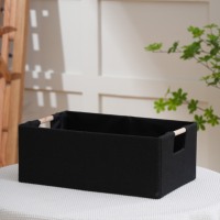 Boîte de rangement pliable noire de style campagnard avec poignée pour ranger divers objets